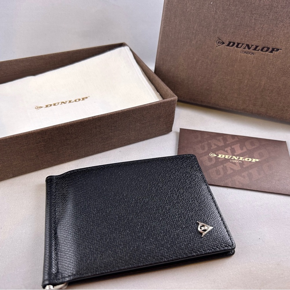 Dunlop men’s wallet black money clip card holder